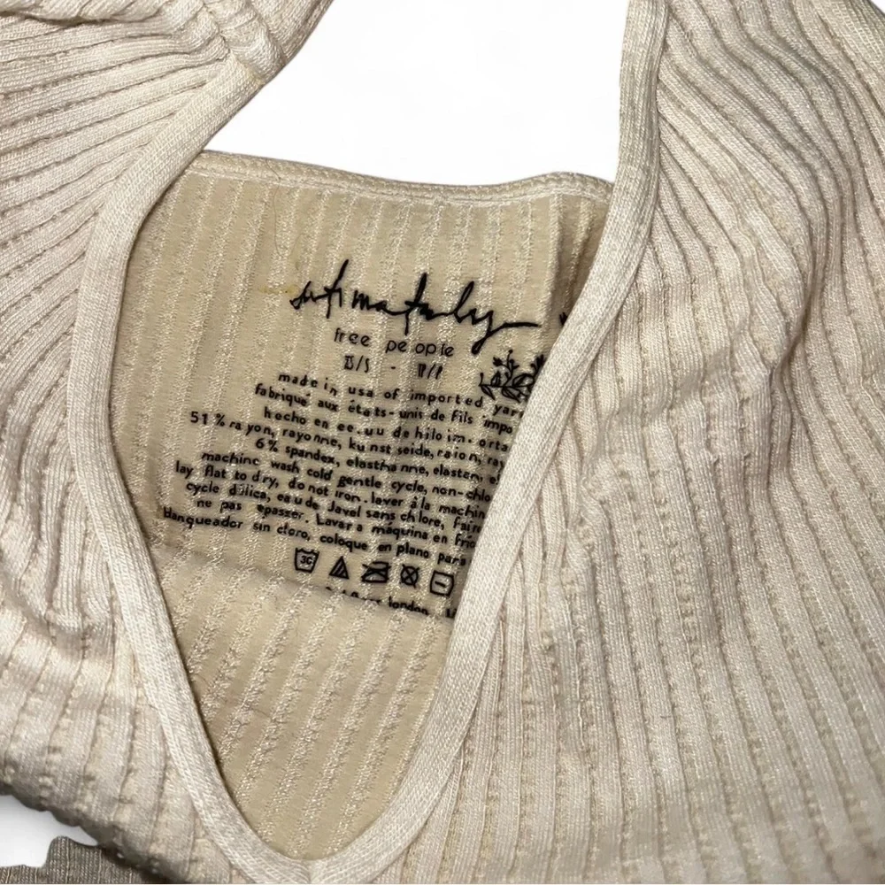 Free People Beige Ribbed Tank Top - Picture 2 of 2
